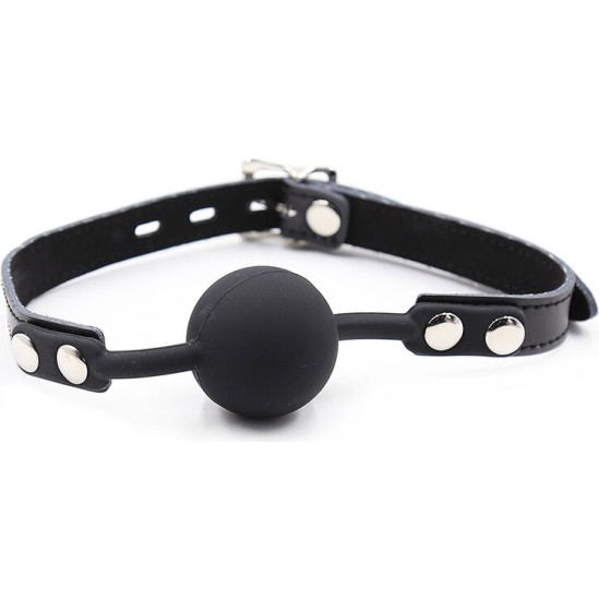 Ohmama Fetish SILICONE BALL GAG WITH LEATHER BELT (PADLOCK INCLUDED)