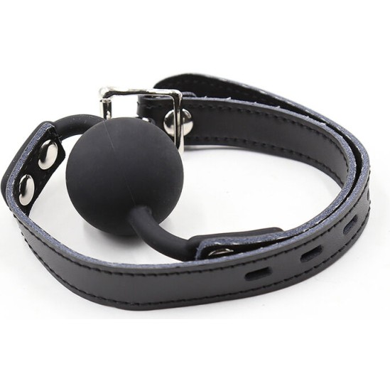Ohmama Fetish SILICONE BALL GAG WITH LEATHER BELT (PADLOCK INCLUDED)