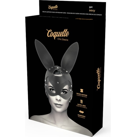 Coquette Accessories COQUETTE CHIC DESIRE - VEGAN LEATHER MASK WITH BUNNY EARS