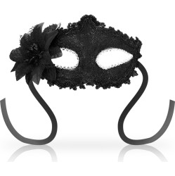 Ohmama Masks OHMAMA - ANTIZAZ MASKS VENETIAN STYLE SIDE FLOWER - BLACK