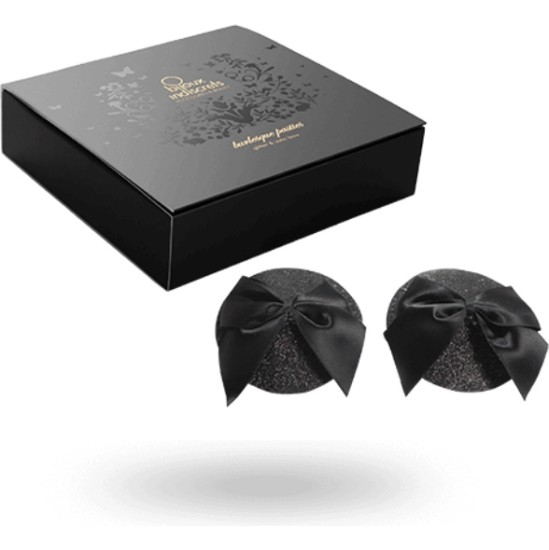 Bijoux Burlesque Pasties BIJOUX - BURLESQUE SHINY NIPPLE COVERS WITH BOW