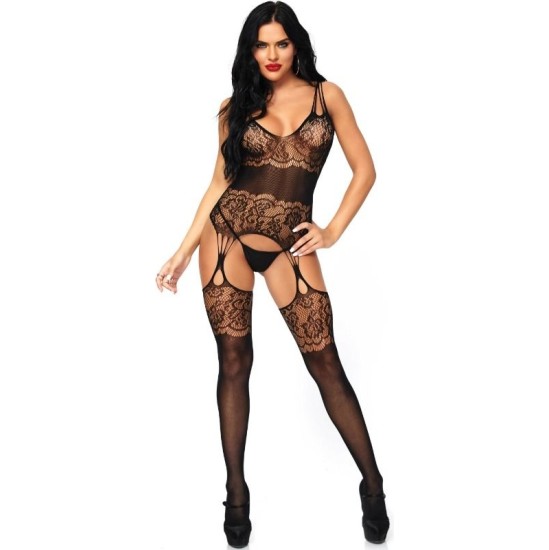 Leg Avenue Bodystockings LEG AVENUE - STRAPPY ROSE BODYSTOCKING ONE SIZE