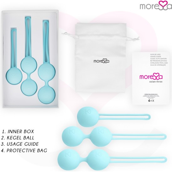 Moressa Silikona vaginālās bumbiņas komplekts tirkīza