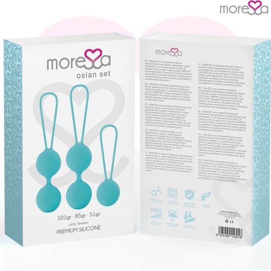 Moressa Silikona vaginālās bumbiņas komplekts tirkīza