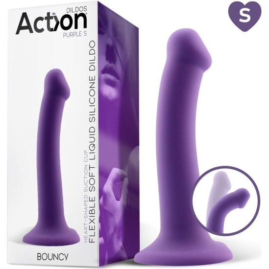 Action Bouncy Liquid Silicone Dildo Hiper Flexible 6.5 - 16.5 cm Size S Purple