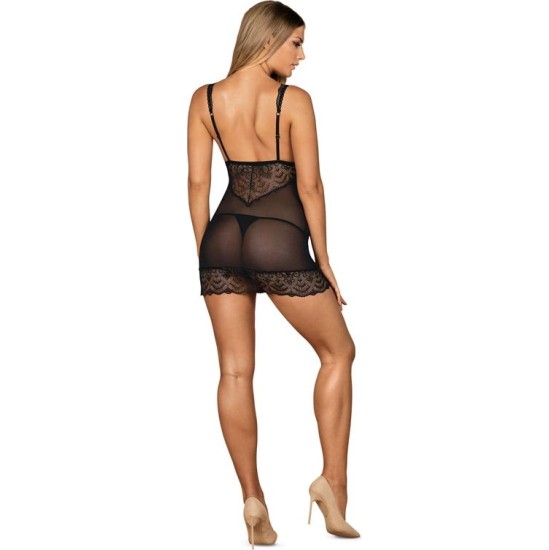 Obsessive Firella Negligee with Thong Black
