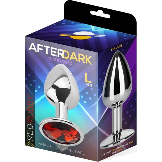 Afterdark Butt Plug with Jewel Red Rubby Size L Aluminium