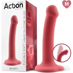 Action Bouncy Liquid Silicone Dildo Hiper Flexible 7 - 18 cm Size M Burgundy