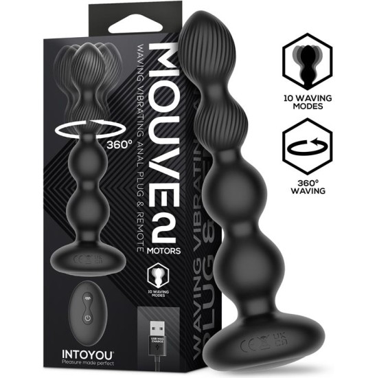 Intoyou Mouve Butt Plug with Waving and Vibratiion with Remote Control 2 Motors