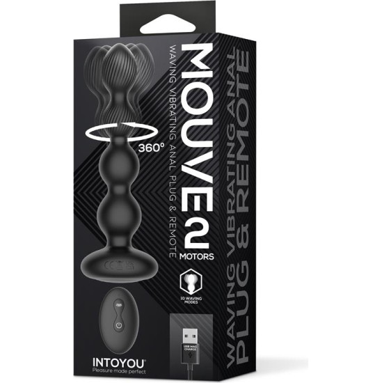 Intoyou Mouve Butt Plug with Waving and Vibratiion with Remote Control 2 Motors