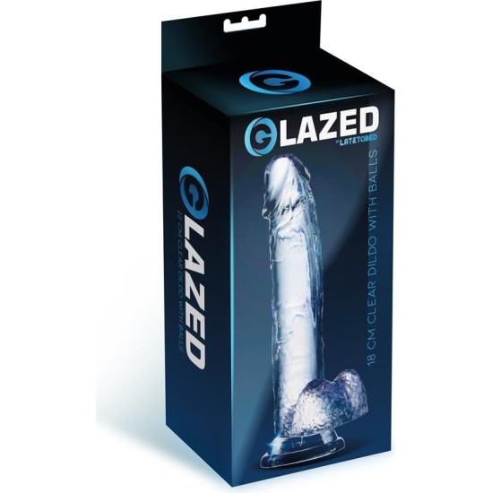 Glazed Realistic Dildo with Testicles Crystal Material 18 cm