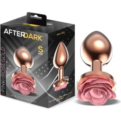 Afterdark Rosegold Metal Anal Plug with Pink Rose Base - Size S