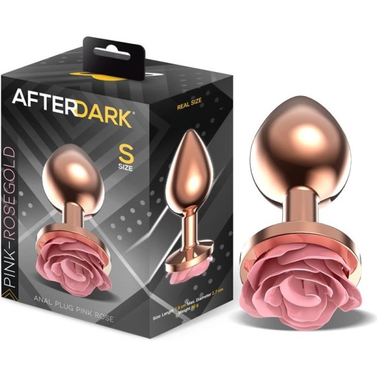Afterdark Rosegold Metal Anal Plug with Pink Rose Base - Size S