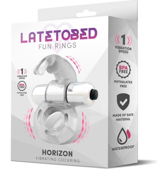 Latetobed Horizon Vibrating Penis Ring with Rabbit Clear