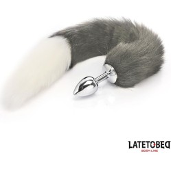 Latetobed Bdsm Line Anal plug with tail Gray and White 40 cm