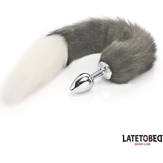 Latetobed Bdsm Line Anal plug with tail Gray and White 40 cm
