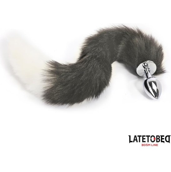 Latetobed Bdsm Line Anal plug with tail Gray and White 40 cm