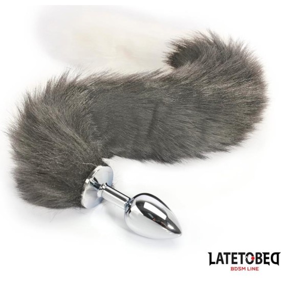 Latetobed Bdsm Line Anal plug with tail Gray and White 40 cm