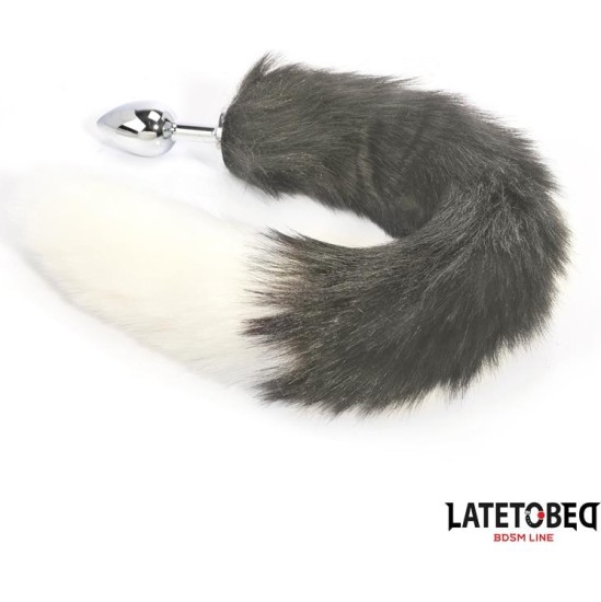 Latetobed Bdsm Line Anal plug with tail Gray and White 40 cm