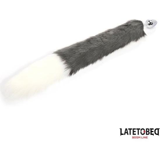 Latetobed Bdsm Line Anal plug with tail Gray and White 40 cm