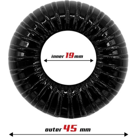 Beast Rings Cock Ring Super Flexible and Resistant Striped 1.9 cm Black