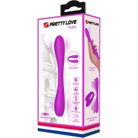 Prettylove Yedda Vibrator Bendable USB Silicone Purple
