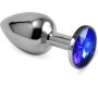 Lovetoy Butt Plug Silver Rosebud Classic with Darkblue Jewel Size S