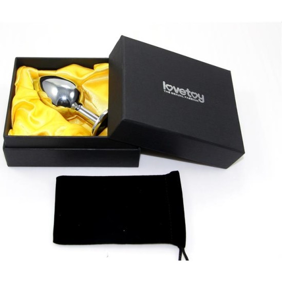 Lovetoy Butt Plug Silver Rosebud Classic with Darkblue Jewel Size S