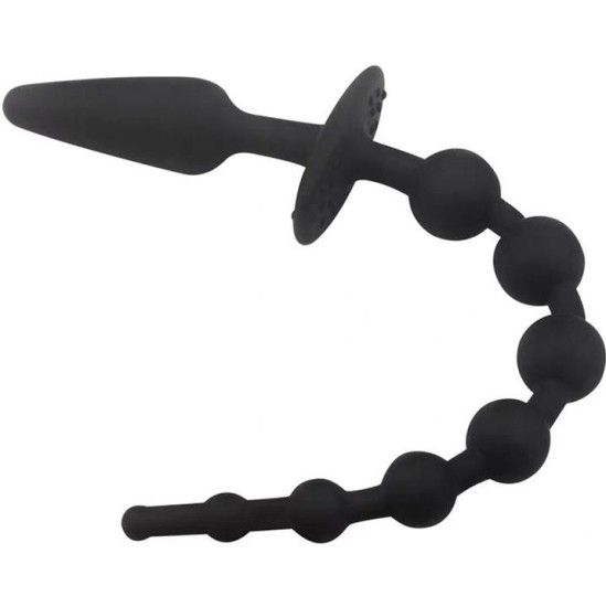 A-Gusto Butt Plug and Anal Chain Silicone Black