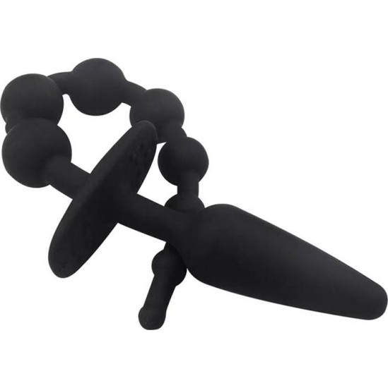 A-Gusto Butt Plug and Anal Chain Silicone Black