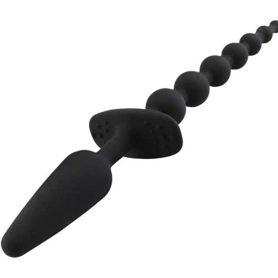 A-Gusto Butt Plug and Anal Chain Silicone Black