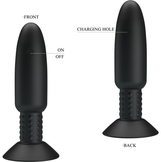 Prettylove Remote-Controlled Anal Plug with Vibration and Rotation - USB