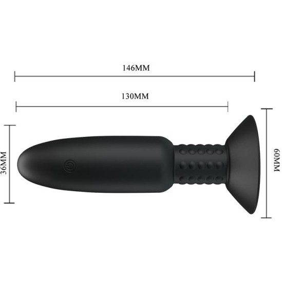 Prettylove Remote-Controlled Anal Plug with Vibration and Rotation - USB