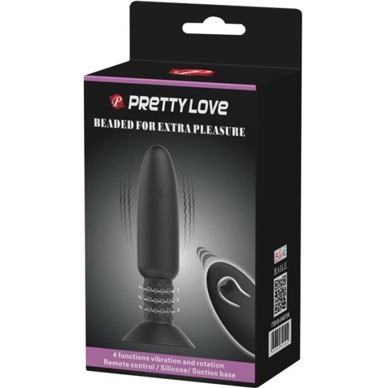 Prettylove Remote-Controlled Anal Plug with Vibration and Rotation - USB