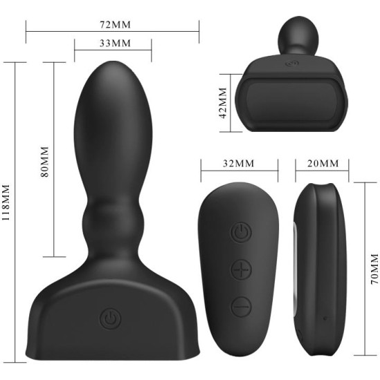 Prettylove Anal Stimulator Harriet Inflatable USB Silicone Black