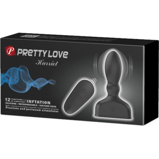 Prettylove Anal Stimulator Harriet Inflatable USB Silicone Black