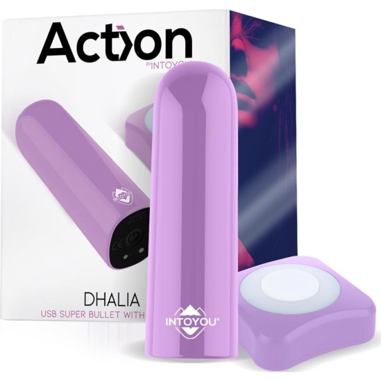 Action Dhalia S?per Vibrating Bullet with Remote Control High-powered USB Purple