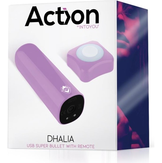 Action Dhalia S?per Vibrating Bullet with Remote Control High-powered USB Purple