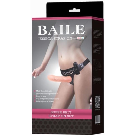 Baile Strap-On Vibrating Dildo Flesh 18.5 cm