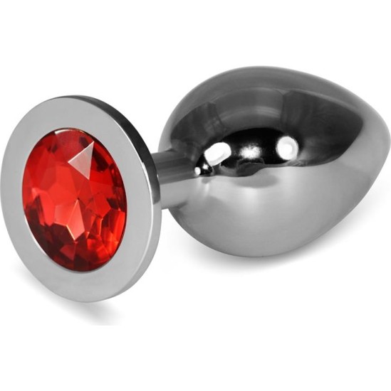 Lovetoy Metal Butt Plug RoseBud Classic with Red Jewel Size L