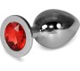 Lovetoy Metal Butt Plug RoseBud Classic with Red Jewel Size L
