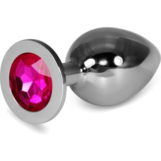 Lovetoy Metal Butt Plug RoseBud Classic with Fuchsia Jewel Size L