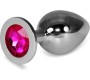 Lovetoy Metal Butt Plug RoseBud Classic with Fuchsia Jewel Size L