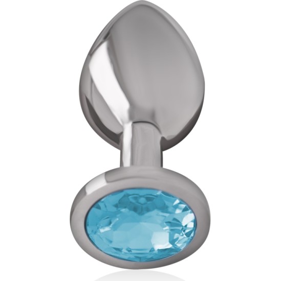 Intense Anal Toys INTENSE - ALUMINUM METAL ANAL PLUG WITH BLUE GLASS SIZE M