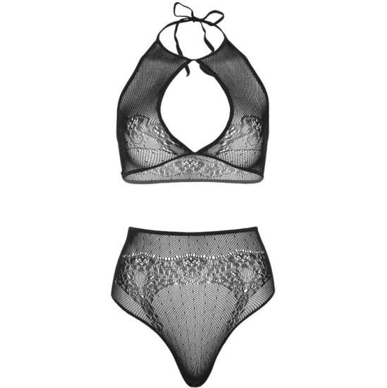 Leg Avenue Sets LEG AVENUE - TWO PIECES SET HALTER CROP TOP & THONG PANTY PANTY ONE SIZE