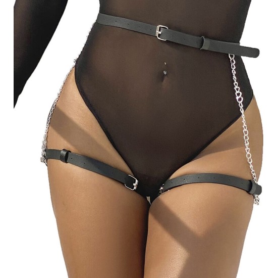 Subblime Fetish SUBBLIME - LEATHER BELT HARNESS BLACK ONE SIZE