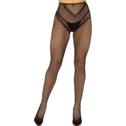 Leg Avenue Hosiery LEG AVENUE - CROTCHLESS FISHNET STOCKINGS BLACK