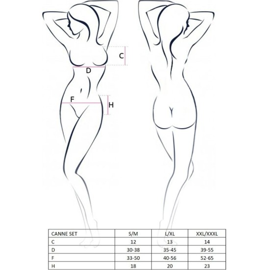 Passion Woman Sets PASSION - WOMAN CANNE SET BLACK SIZE L/XL