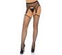 Leg Avenue Hosiery LEG AVENUE - INDUSTRIAL NET STOCKINGS WITH O RING ATTACHED GARTER BELT ONE SIZE