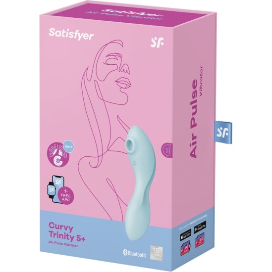 Satisfyer Connect SATISFYER - CURVY TRINITY 5 AIR PULSE STIMULATOR & VIBRATOR APP BLUE